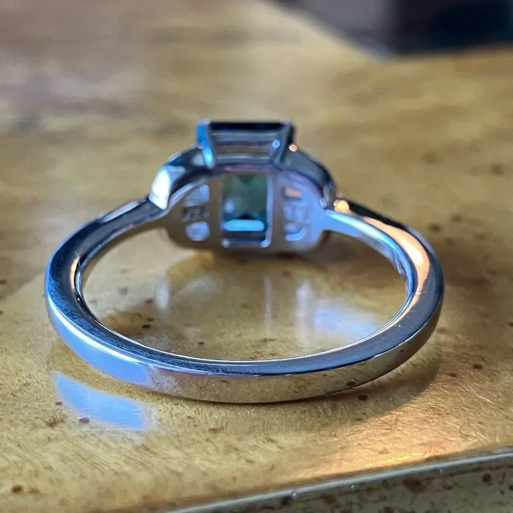 London Blue Topaz White Diamond Sterling Silver Ring Size 8